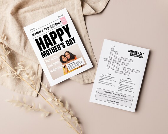Editable Newspaper Template for Mothers Day Gift, Flower Bouquet