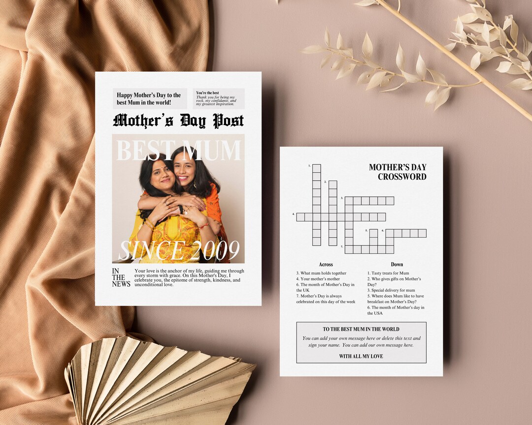 Mothers Day Newspaper Printable for Best Mum or Mom, Flower Bouquet ...