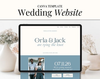 Custom Wedding Website for Destination Wedding, Digital RSVP, Editable Canva Website Template, Customizable Save The Date Email Invitation