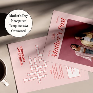 Mothers Day Newspaper Front Page Printable Canva Template, Greeting Card for Best Mum & Mom or Flower Bouquet Gift Wrap, Instant Download
