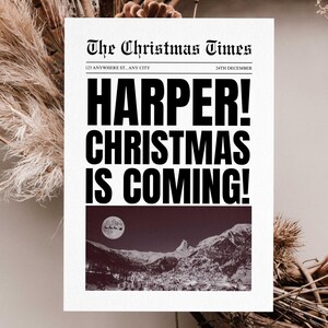 Personalisierte Weihnachtszeitungsvorlage, Heiligabend-Boxfüller für Kinder, Canva Digital Download, druckbare Weihnachtsgrußkarte