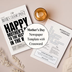 Modelo de jornal para o dia das mães, faça seu próprio cartão comemorativo, ideia de presente para mamãe e mamãe, editável em Canva, papel de embrulho de buquê de flores para impressão