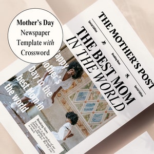 Mothers Day Newspaper Gift Idea, Template Editable in Canva, Printable DIY Greeting Card For Mum & Mom, A4 Custom Flower Bouquet Wrap