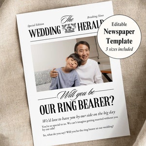 Journal de proposition au porteur de l'alliance, meilleur cadeau pour homme d'honneur, modèle de toile, bricolage personnalisé en téléchargement numérique, papeterie de mariage imprimable