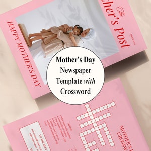 Periódico de tarjeta del Día de la Madre, plantilla imprimible perfecta como regalo para mamá y mamá, o envoltura o inserto de ramo de flores único, descarga instantánea