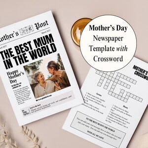 Mothers Day Newspaper Greeting Card, Template Editable in Canva, DIY Printable A4 Gift Idea for Mum & Mom, Flower Bouquet Wrap