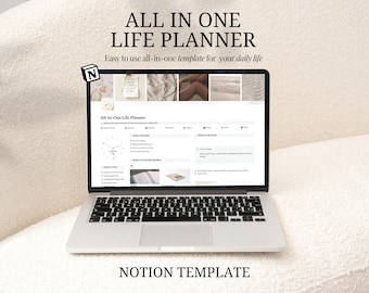Notion Life Planner | All In One Digital Notion Planner | Beige Theme Notion Template Including Wellness, Fitness and Travel Planners