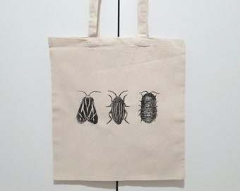 Hand Printed Cotton Tote Bag "Bugs"