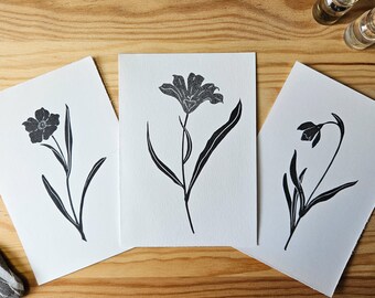 PACK "Spring". Pack of three linocutprints.