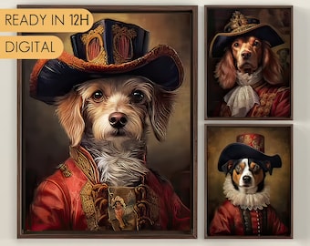 Royal Pet Portrait, Custom Funny Painting Canvas,  Painting Digital Art, Renaissance Dog Portrait from Photo, Portrait Art Design