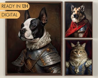 Custom Dog Portrait, Royal Pet Portrait from Photo, Pet Memorial Gift, Custom Pet Painting