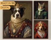 Digital File Pet Portrait, Pet Portrait Custom, Custom Pet Portrait, Cat Portrait, Dog Portrait, Regal Royal Canvas Painting Animal
