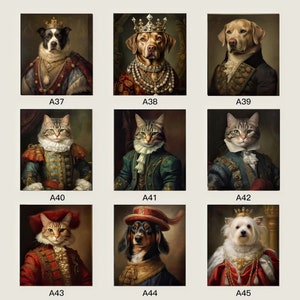 Portrait de chien personnalisé, Portrait danimal de compagnie Royal, Peinture danimaux de la Renaissance, Cadeau drôle damant danimaux de compagnie, Cadeau de maman de chat, toile personnalisée, peinture de chien, classique image 6