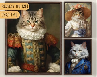 Custom Dog Portrait, Pet Portrait Royal, Renaissance Animal Painting, Funny Pet Lover Gift,Cat mom gift, custom canvas, dog painting,classic