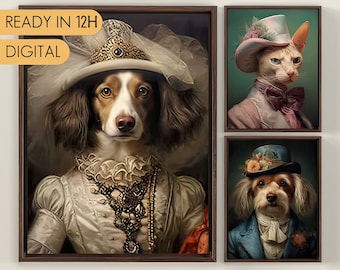 Custom Royal Pet Portrait, Renaissance Dog Painting, Royal Portrait, Pet Portrait gift, Animal painting