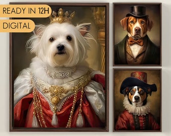 Royal Pet King Portrait, Custom Pet Portrait, Painting Canvas Painting Digital Art, Renaissance Dog Portrait from Photo, Portrait Art Design