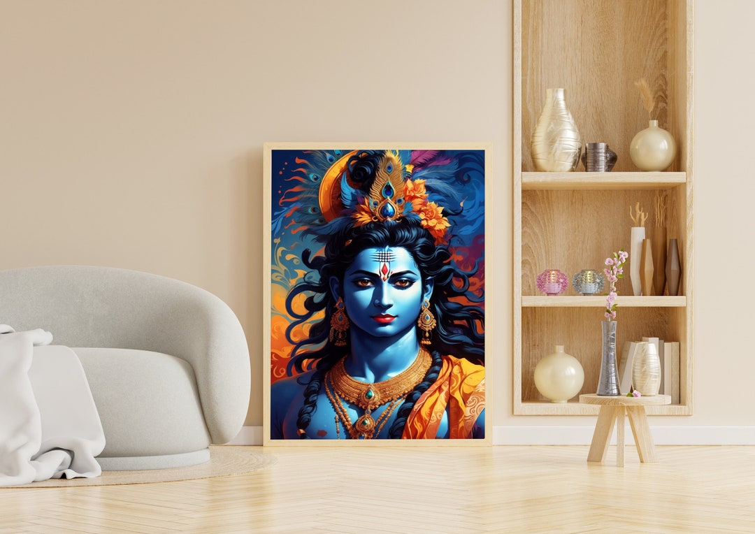 Lord Krishna Wall Art Lord Krishna Wall Art Set Colorful Etsy