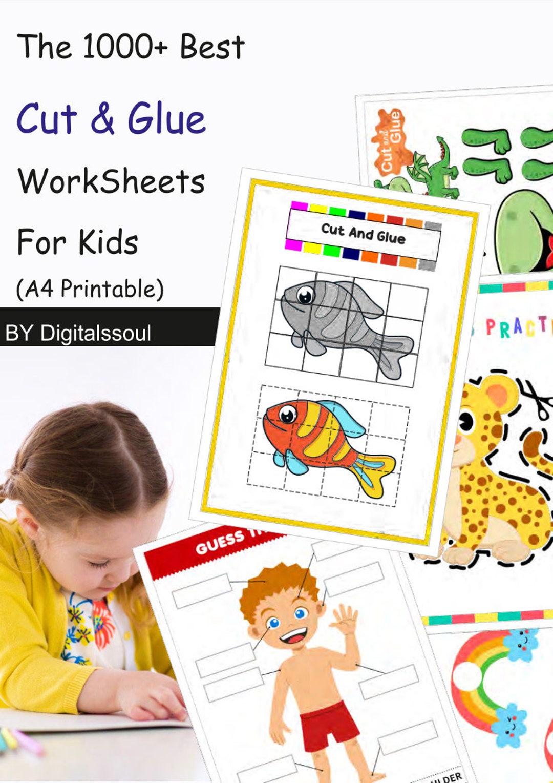 Cut and Glue Activity Book PDF File for Kids Summer Cut & Glue Etsy