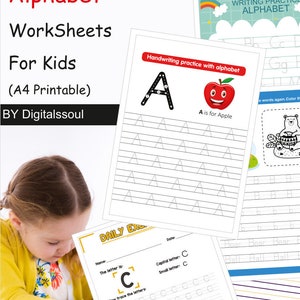 26 ABC Phonics Tracing Cards. Preschool- Kindergarten Handwriting and Phonics. Printable Alphabet Letter Sounds Worksheets. 1300 worksheet