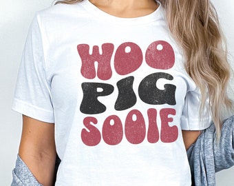 Woo Pig Sooie Groovy Tshirt, Woo Pig Sooie Retro Tee, Retro Arkansas Razorbacks Tshirt, Razorback Football Tshirt, Woo Pig Sooie Shirt