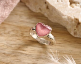 Sterling Silver Breastmilk Heart Ring: Handmade Motherhood Keepsake