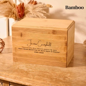 Personalised wooden Urn for adult, Adult Cremation Urn, Personalized Urn for human ashes, Solid Bamboo Cremation Urn, Personalised Urn For Ashes, Wooden urn for Husband, Urn UK, urn for son, Modern wooden urn, Custom urn for Dad, Thicket Memorials