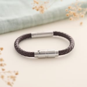 Braided Leather Cremation Bracelet: Stainless Steel Ash Keepsake