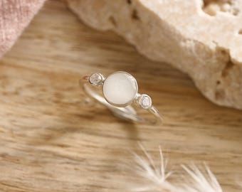 Sterling Silver Breastmilk Gem Ring: Motherhood Keepsake Jewelry