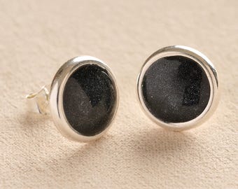 Memorial Round Cremation Earrings: Ashes, Fur, or Hair Keepsake