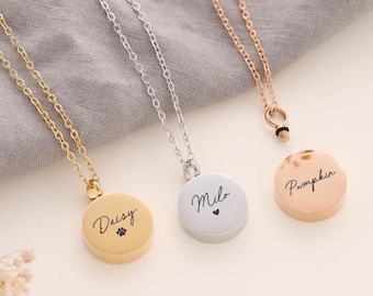 Personalized Pet Ashes Necklace: Engraved Memorial Pendant