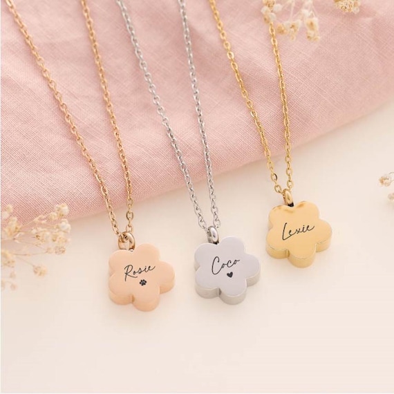 Personalised Flower Pet Cremation Ashes Necklace Pet Loss