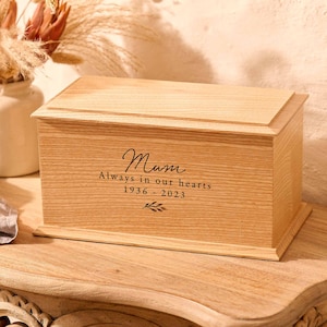 Personalised Floral Cremation Urn – Custom Wooden Urn for Human Ashes, Memorial Urn for Ashes, Personalized Ashes Casket