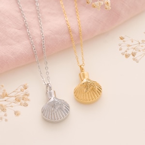Sea Shell Cremation Necklace: Stainless Steel Memorial Urn Pendant