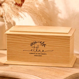 Personalized Solid Wood Child Urn: Custom Engraved Cremation Memorial