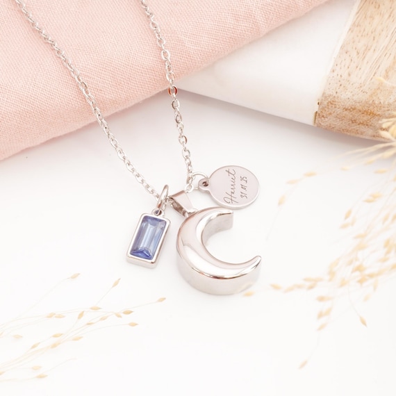 Personalised Moon Urn Necklace – Memorial Jewelry for Ashes - Memorial Gift