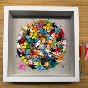 100 origami cranes &quot;Escaped&quot; -  framed  decoration