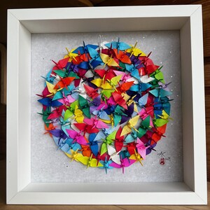 100 origami cranes -  framed  decoration