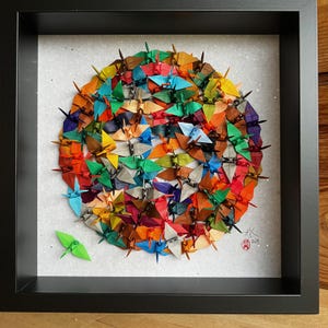 100 origami cranes &quot;Escaped - 3&quot; -  framed  decoration