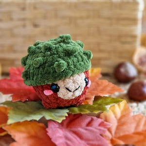 Handmade Chestnut Plushie, Small Soft Plush Desk Toy with Removable Shell, Cozy Gift for Adults & Teens