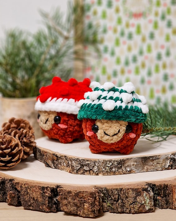Adorable Handmade Chestnut Plushie, Soft Desk Friend With Festive