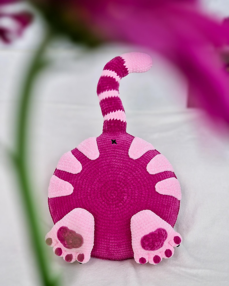 Cat Butt Pillow Crochet Pattern, Whimsical Animal Throw Pillow PDF, Funny Cat Cushion Pattern image 8