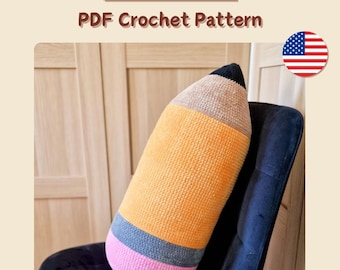 Big Pencil Pillow Crochet Pattern, Beginner-Friendly Crochet Pattern, Perfect Back-to-School Gift, Lumbar Support Cushion