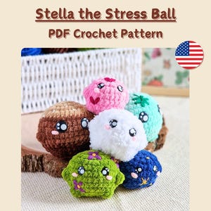 Stress Ball Crochet Pattern, Easy No Sew Amigurumi Pattern, Quick Crochet Pattern For Market Prep, Stella the Stress Ball PDF