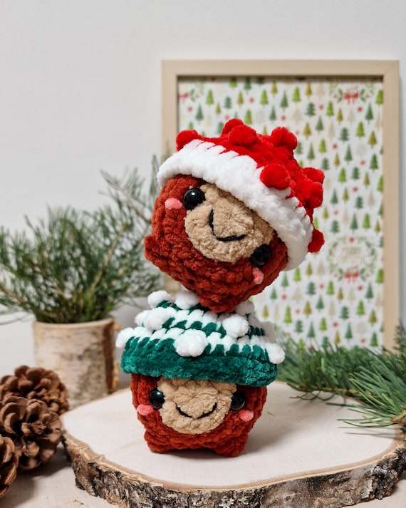 Adorable Handmade Chestnut Plushie, Soft Desk Friend With Festive