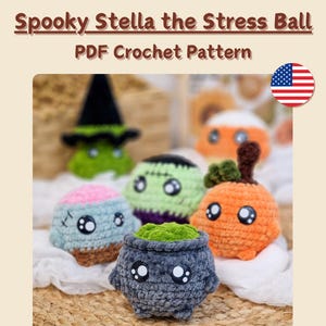 No Sew Halloween Stress Ball Crochet Pattern, Spooky Mods for Stella the Stress Ball, Fun and Easy Amigurumi Patterns, Quick Market Makes