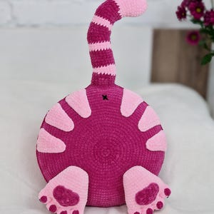 Cat Butt Pillow Crochet Pattern, Whimsical Animal Throw Pillow PDF, Funny Cat Cushion Pattern image 4
