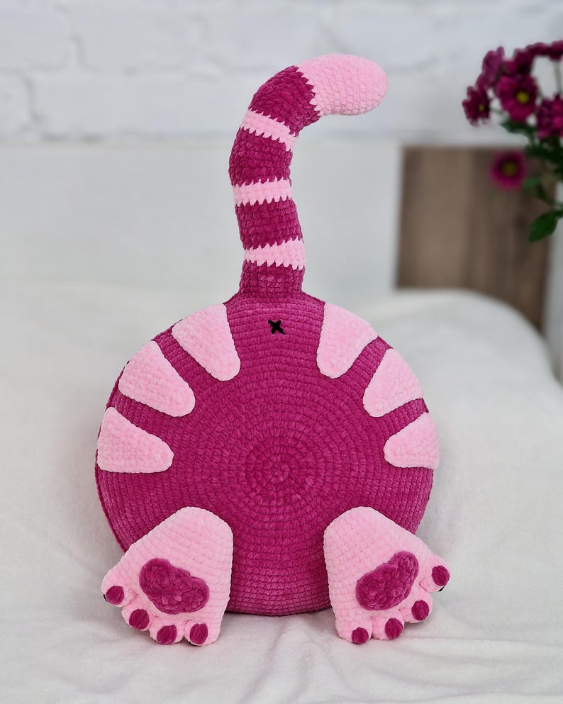Cat Butt Pillow Crochet Pattern, Whimsical Animal Throw Pillow PDF, Funny Cat Cushion Pattern image 4
