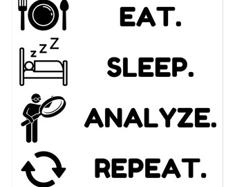 Essen. Schlaf. Analysiere. Wiederholen Sie die blasenfreien Aufkleber für Datenanalytiker