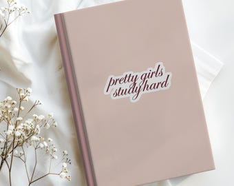 Cuaderno de tapa dura Hot Girls Study Hard, cuaderno con líneas rosa pastel, diario That Girl