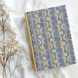 Vintage Celestial Hardcover Journal: Mystic Moon Star Design Lined Notebook, Pastel Yellow Retro Diary